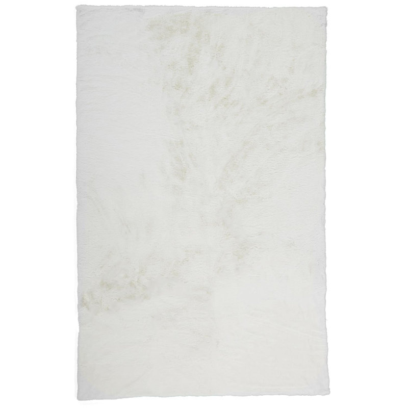 Tapis blanc à poils longs 5 pi x 7 pi