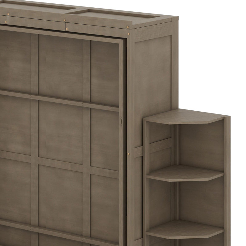 Lit escamotable avec armoire murale cachée, Gris