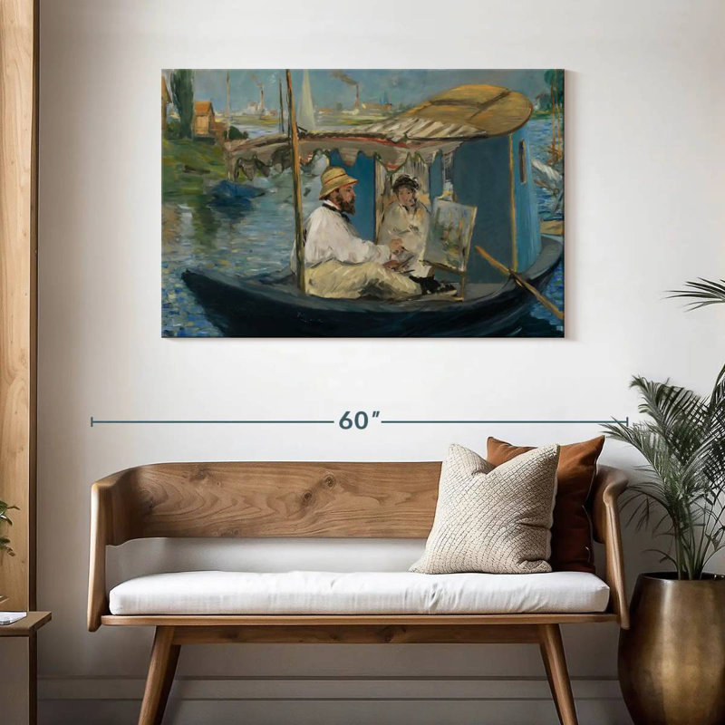 Leisha Claude Monet dans son bateau-atelier, H 30 po x l 45 po