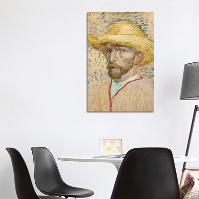 Self Portrait with Straw Hat, Summer 1888 by Vincent Van Gogh - 1 Piece Wrapped Canvas Painting