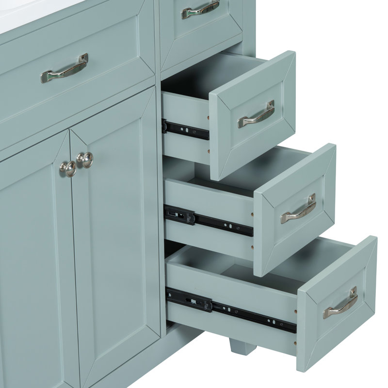 Meuble-lavabo simple 36 po avec plateau en céramique Basden, Vert
