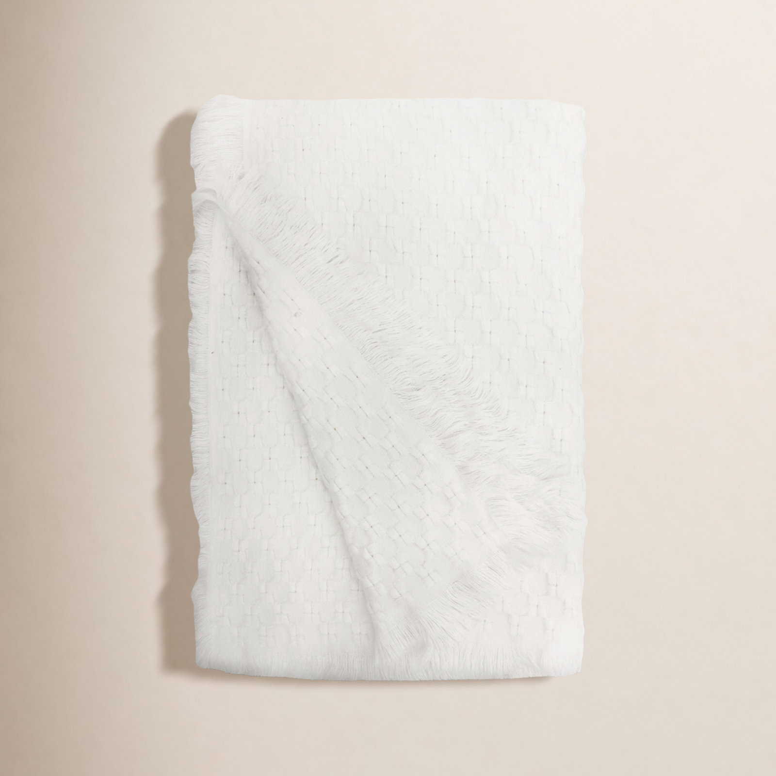 Delphine Acrylic Hand Woven Throw Blanket, Ivory