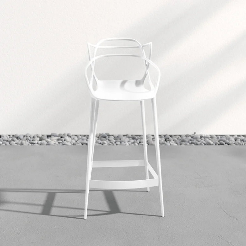 Curved Back Stool, Blanc