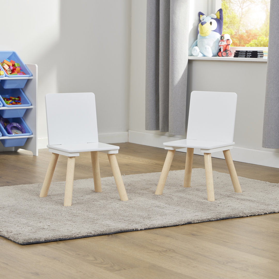 Kids White & Pinewood Chairs (pack of 2)
