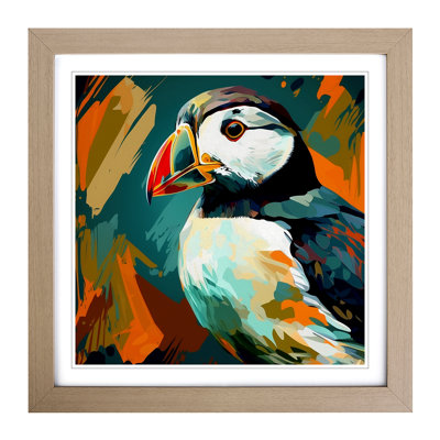 Puffin Abstract Expressionism 1 Piece Single Picture Frame Wall Art