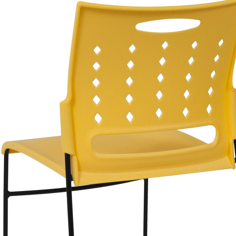 Heidi 881 lb. Capacity Sled Base Stack Chair with Air-Vent Back, Yellow, 1