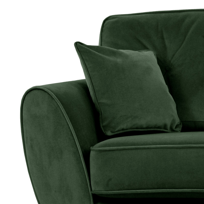 Rafe Scandi Style Velvet Loveseat, Emerald Green Velvet