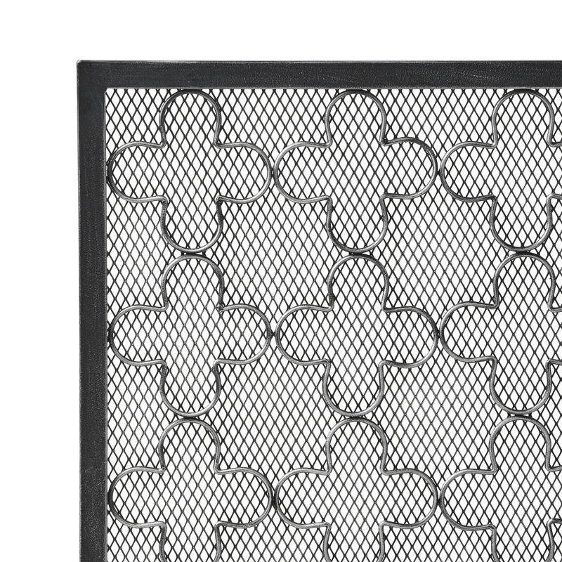 Pare-étincelles moderne à panneau simple en argent brossé noir avec cadre en fer