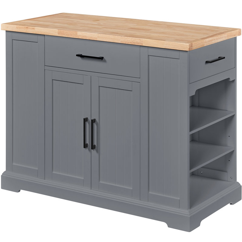 Londono Solid Wood Top Kitchen Island, Dark Gray