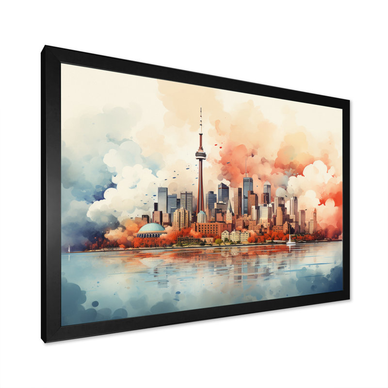 Canada Toronto City III - reproduction sur toile, Cadre simple noir, H 16 po x l 32 po x P 1 po