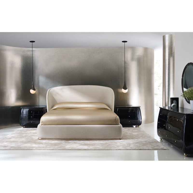 Upholstered Wingback Bed, King