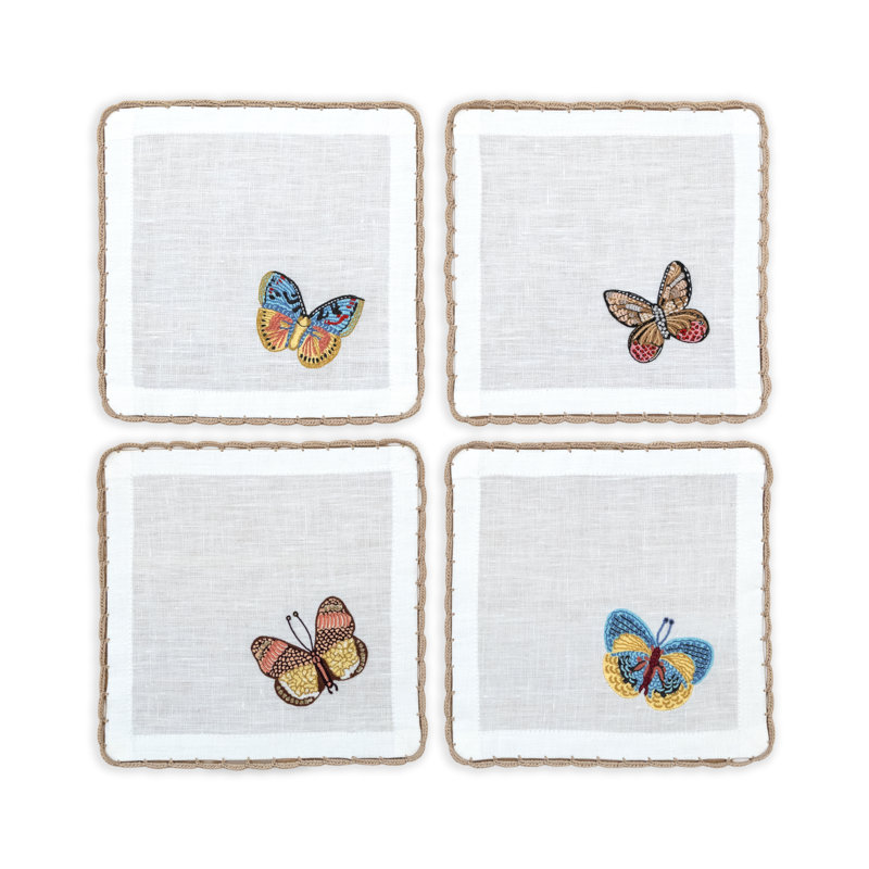 Flutter and Lace Cocktail Napkins 6x6 Inch