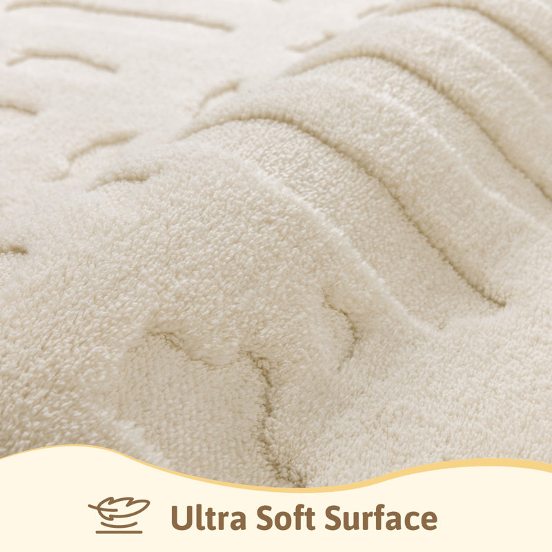 Modern Neutral Plush Velvet Area Rug Washable Non-Slip Ivory Carpet, Rectangle 6' x 9'