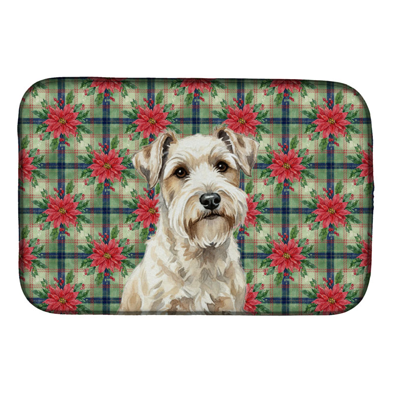 Tapis de séchage Sealyham Terrier Christmas PoinsettIas
