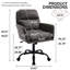Chaise de bureau grise réglable en cuir PU, avec structure métallique haute résistance et hauteur confortable adaptée à une coiffeuse.-551238220-551238193-551238192