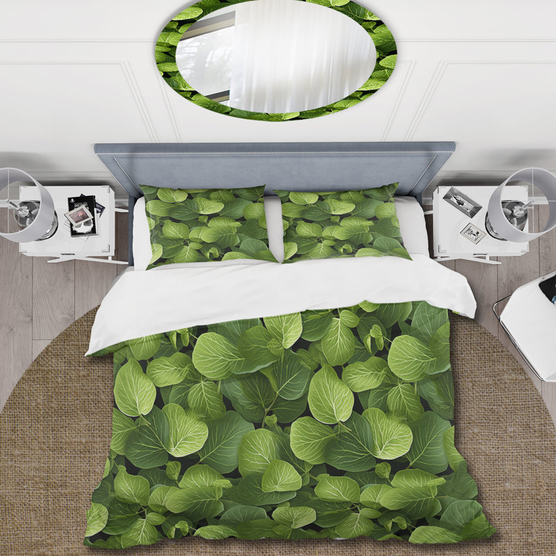 Ensemble de housse de couette Green Wasabi Leaves Plants II, Housse de couette pour très grand lit et 2 très
