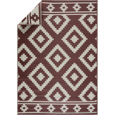 Tapis d'intérieur / extérieur brun / blanc tissé à la machine Hulmeville Southwestern