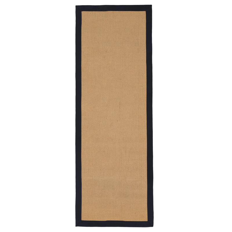 Sisal Hand Woven Black Rug, Runner 75 x 300cm