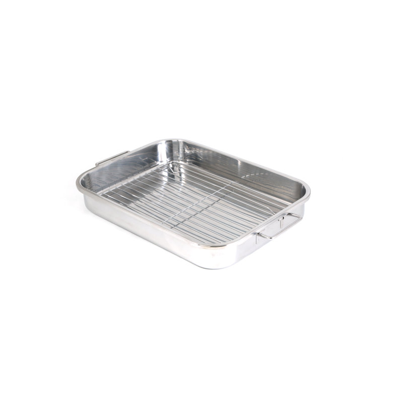 Ensemble de casseroles à rôtir et à rôtissoire tout-en-un 4 pièces en acier inoxydable avec support Cook Pro