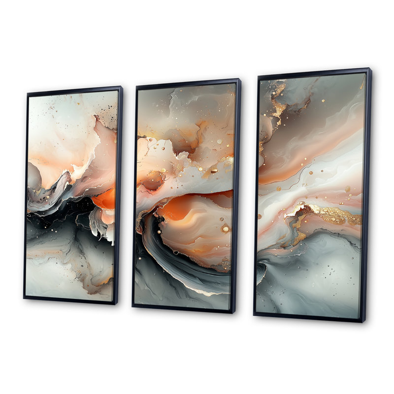 «Abstract Geode Grey Marble River Shape I», ensemble d'art mural mural en marbre, H 28 po x l 36 po x P 1 po