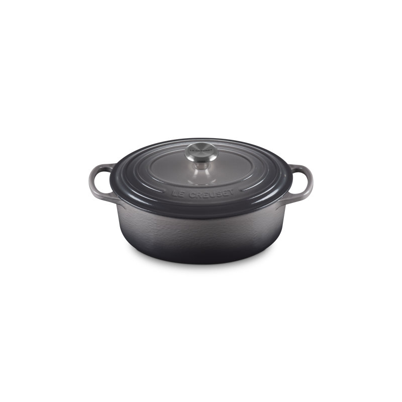 Le Creuset Enameled Cast Iron Oval Dutch Oven with Lid, Oyster/Silver, 2.75 quarts