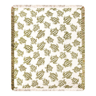 Manual Woodworkers & Weavers Sea Turtle Rayon Throw 48 x 60 Green Coastal Decor Lightweight Soft Versatile Home Accent