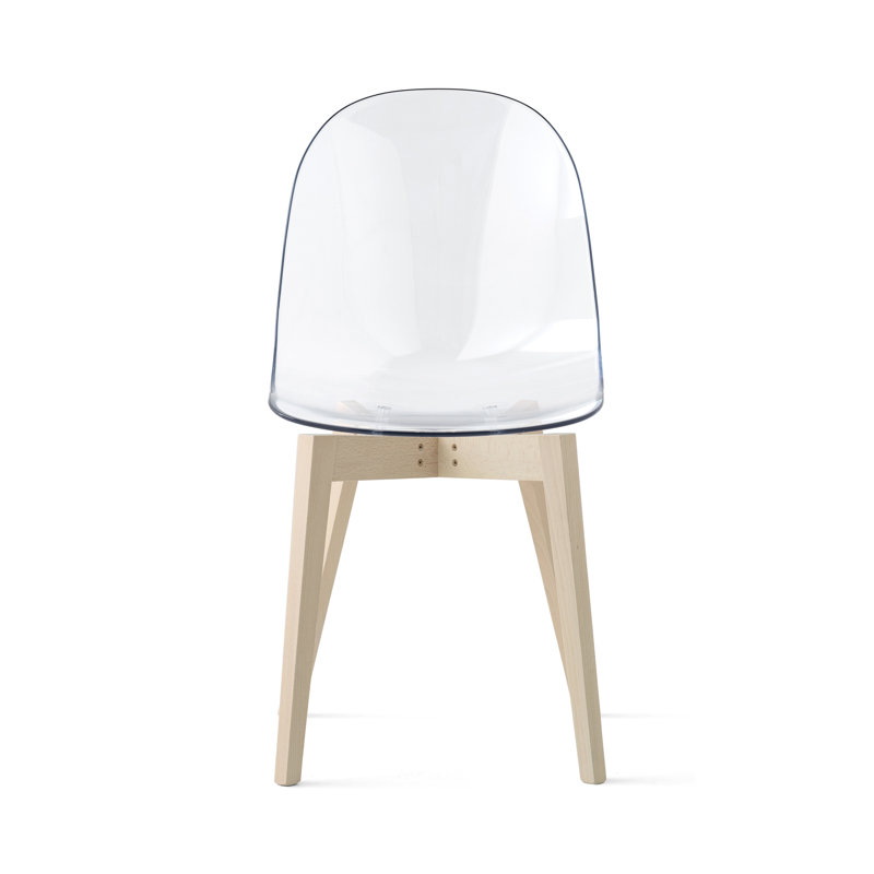 Academy Armless Chair with Wooden Frame, Transparent/Bleached Beech