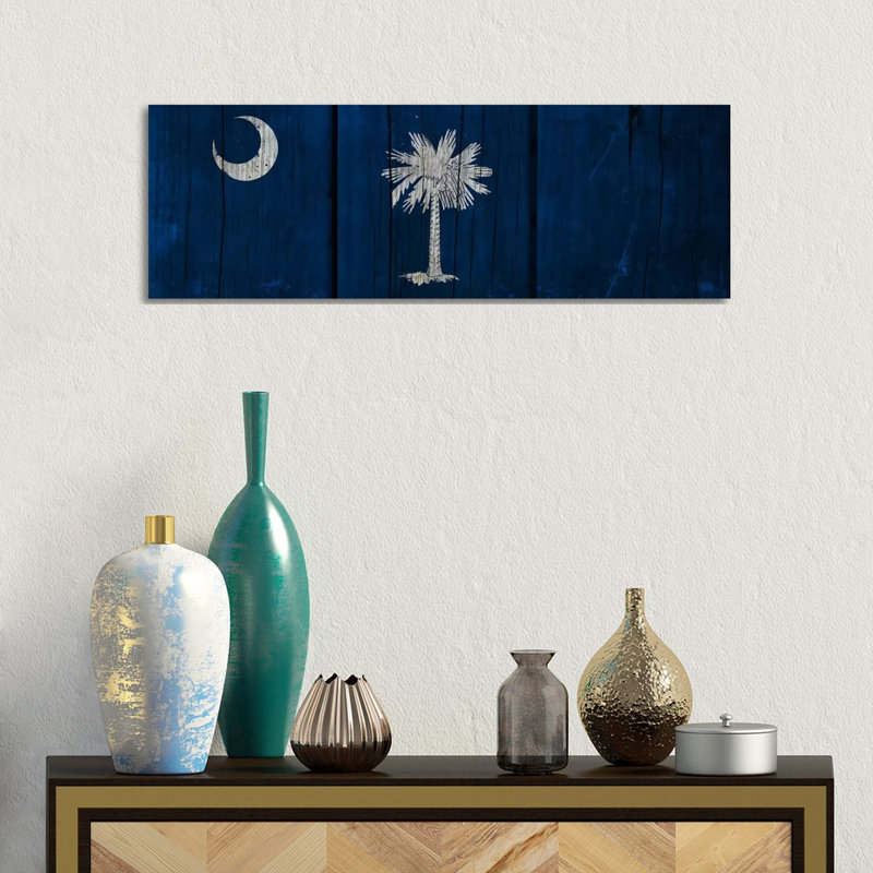 South Carolina Flag On Wood Planks by ICanvas - Wrapped Canvas Panoramic Gallery-Wrapped Canvas Giclée