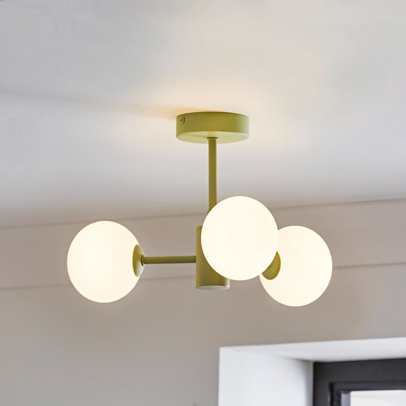 Rayville Glass Semi Flush Mount, Yes, Sage Green