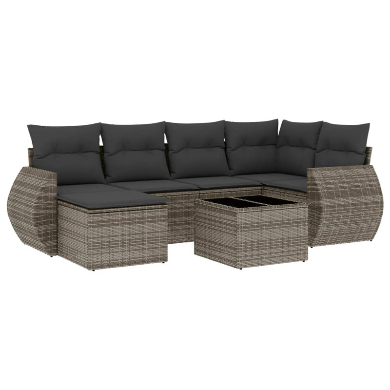  Ensemble de canapé de jardin gris, Gris foncé, Gris