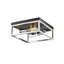 Plafonnier carré transitionnel en chrome et noir 2 lumières-1229564112