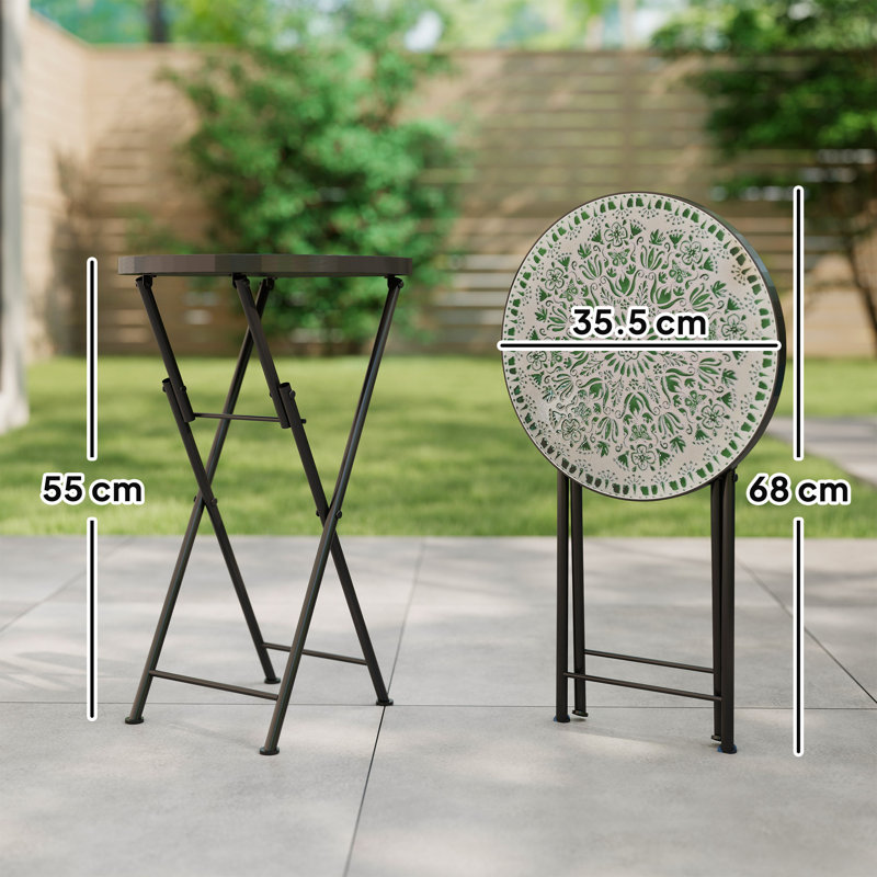 Round Metal Folding Outdoor Side Table , 35.5cm cm W 35.5cm cm D