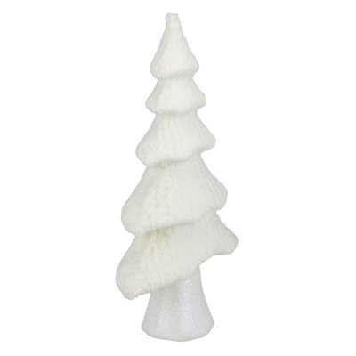 Décoration de table arbre de Noël en tricot 16,75 po crème