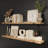 60" X 9.25" Floating Bookshelf For Wall, Kitchen And Home Office Decor, Wooden Shelf, Decorative Shelves, Rustic & Boho Decor, Burnt, 2 Pcs
