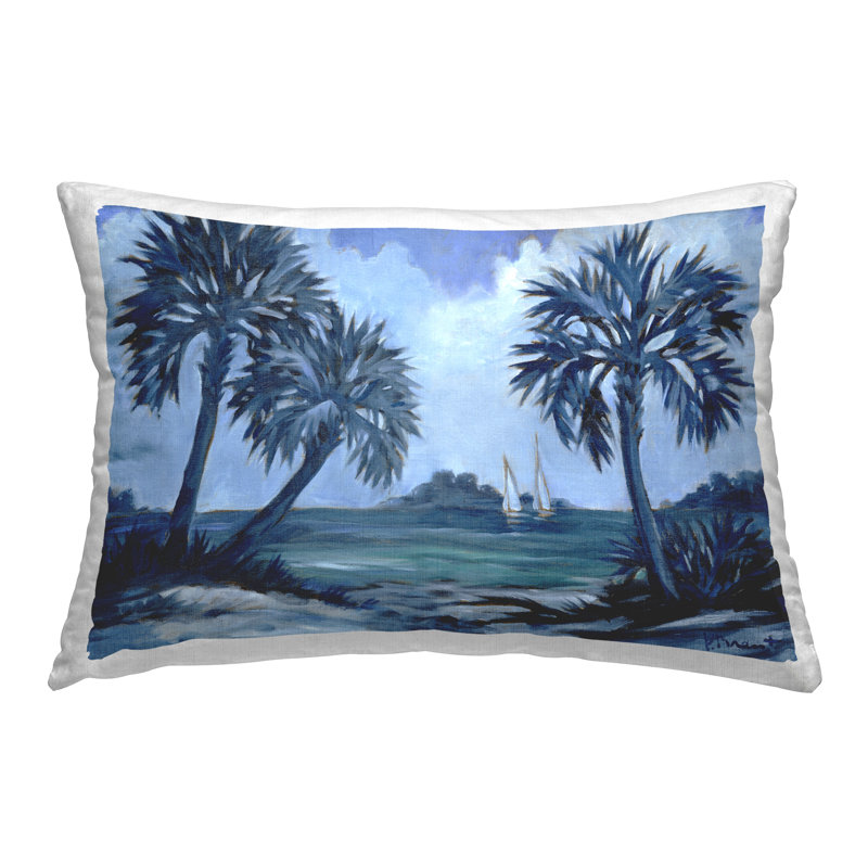 Coussin décoratif imprimé Indigo Palms Impressions par Paul Brent