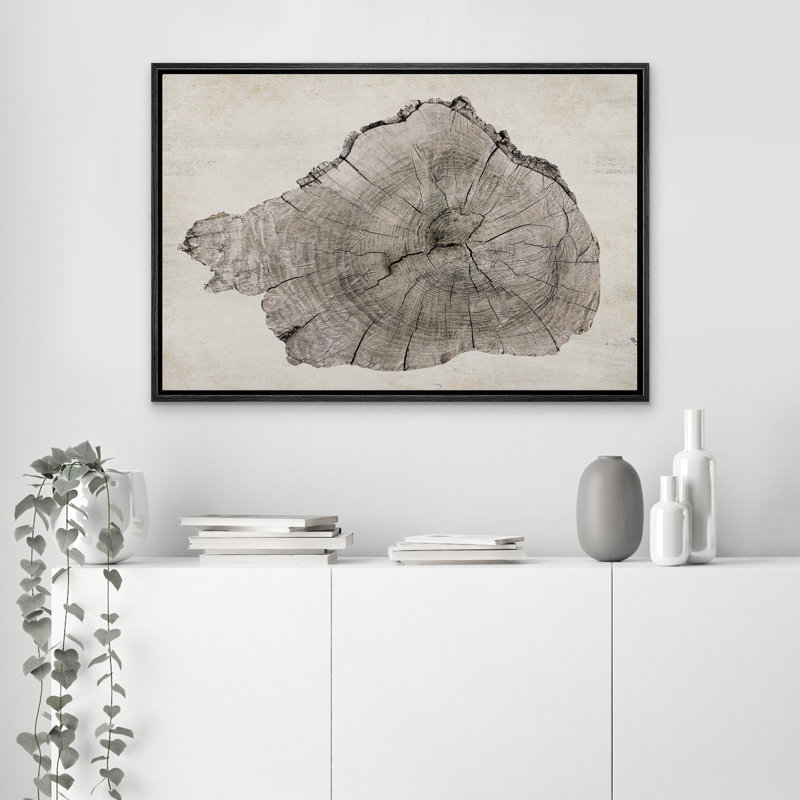 «Wood Tree Ring Log Neutral Farmhouse Cabin Cottage Eathy Decor», reproduction d'art sur toile encadrée, H 24 po x l 36 po