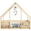 Lit sur pied en bois naturel avec clôture en pin naturel et garde-corps - offre un espace de couchage stable et sécuritaire en forme de maison-1048147533