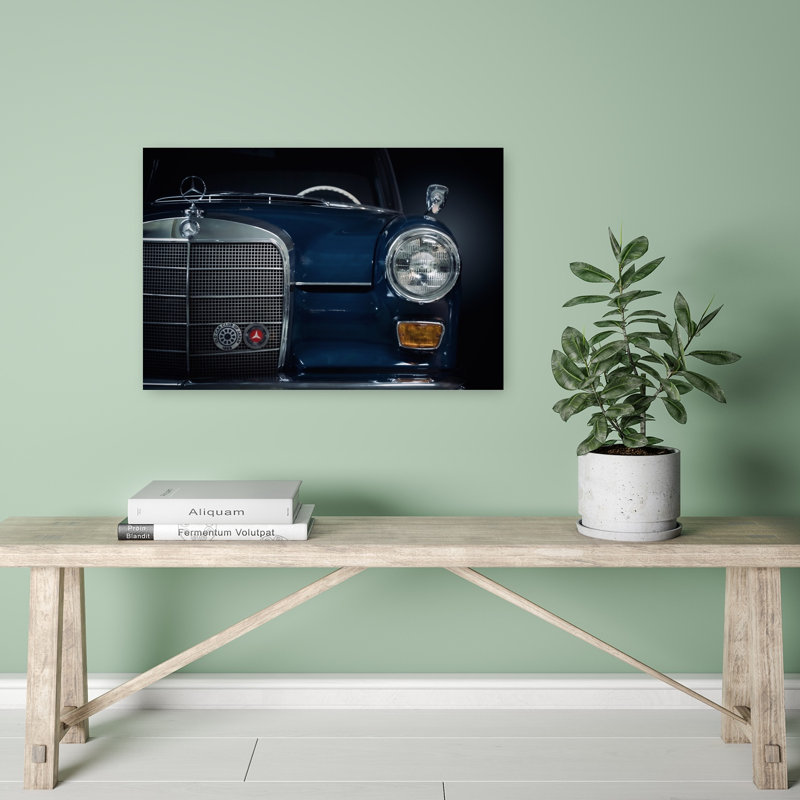 Elegant Blue Classic Car Classic Elegant Retro Wall Art Print by Adachi Lintaman - Wrapped Canvas Print