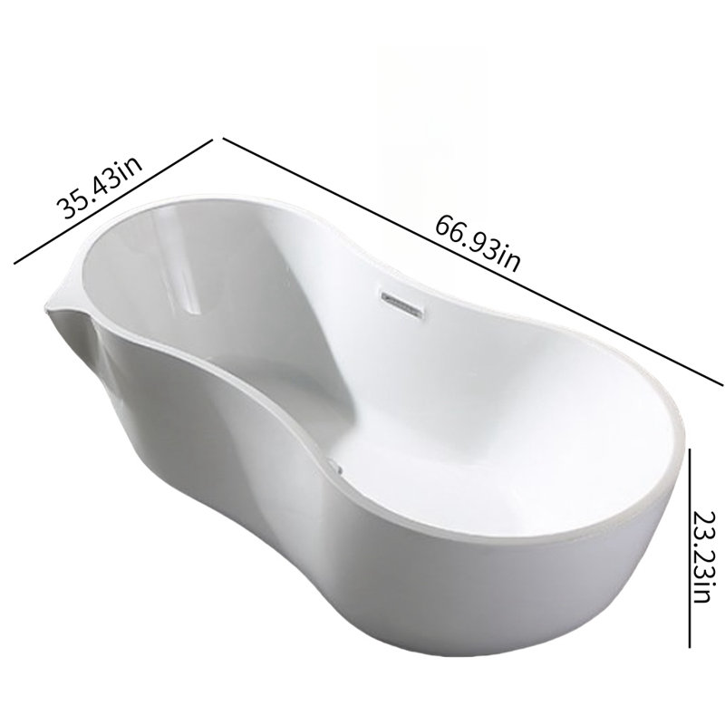 Baignoire simple en acrylique blanc moderne 66,93 x 35,43