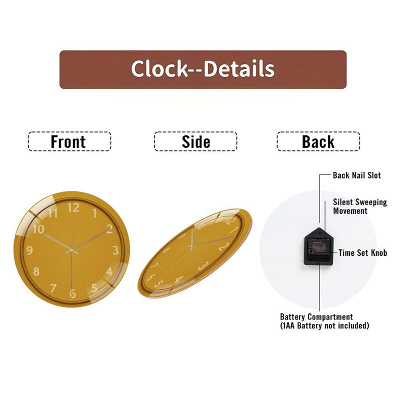Horloge murale en verre vide-doré-horloge-chiffres