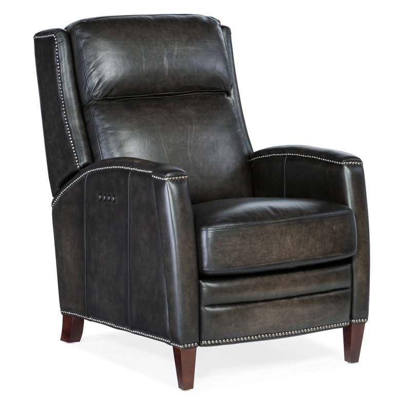 Dunsten Leather Manual Recliner, Manual, Dark Brown Genuine Leather