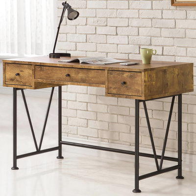 Antique Nutmeg And Black 3-Drawer Writing Desk