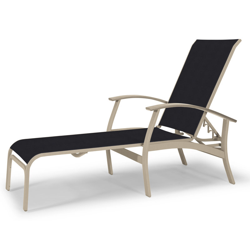 Askar Outdoor Rust-Resistant Metal Chaise Lounge, Desert P60, Textured Desert, Black 5D Sunbrella®