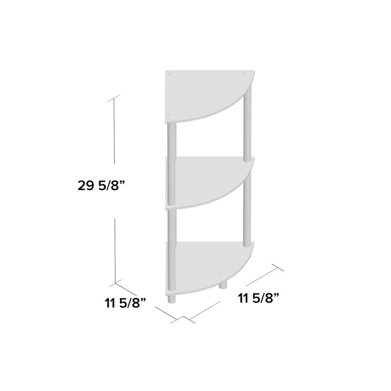 Bibliothèque en coin Baril, Bleu clair/blanc, (2 Shelves) 29.6" H x 11.6" W x 11.6" D