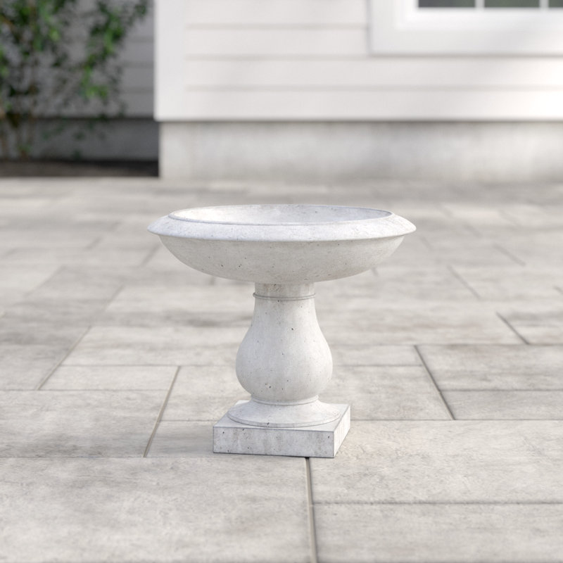 Mayhall Concrete Pedestal Birdbath, Graystone
