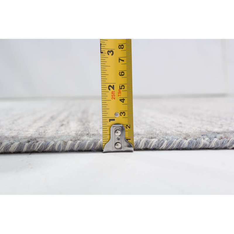 Striped Area Rug in White/Lilac, Rectangle 9' x 12'
