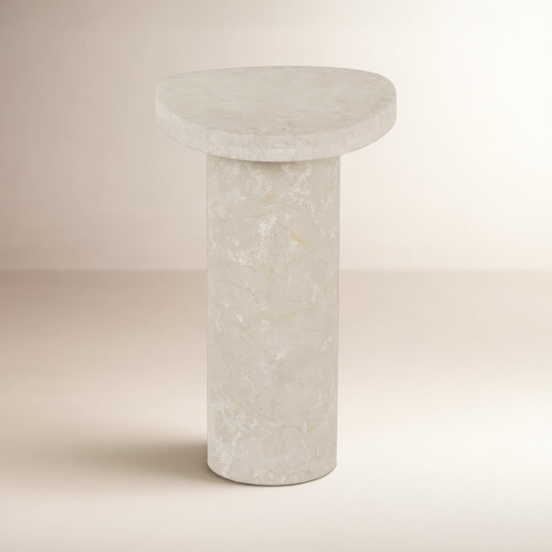 Meints Meints Moraga End Table, Cream Marble, Marble