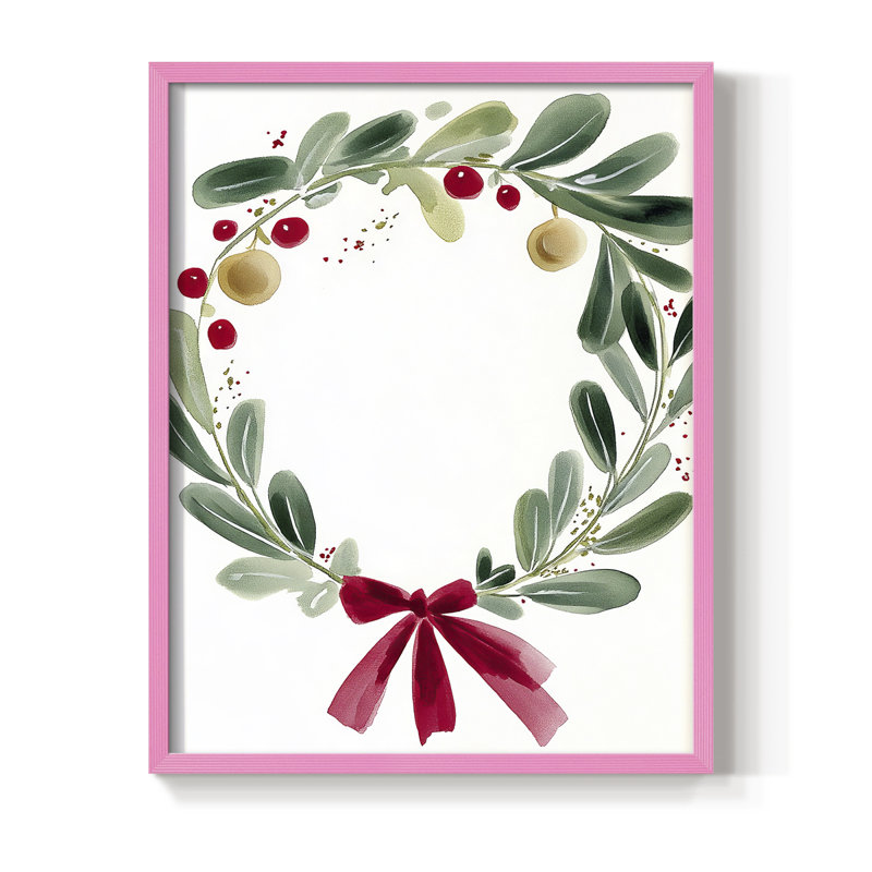 «Christmas Holiday Art DCCXCI», reproduction d'art encadrée - bois massif, Rose, H 21 po x l 17 po