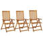 Ensemble de 3 fauteuils d'extérieur inclinés, structure en bois d'acacia brun