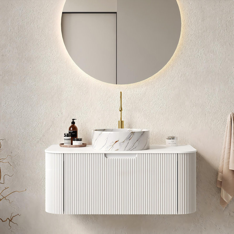 Ensemble de meuble-lavabo mural 24 po Echoe, Blanc, 35.83"